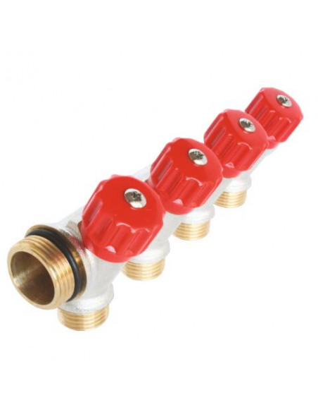 Collecteur de distribution laiton EASYLOCK avec vannes intégrées 4 Sorties 3 4" 4015-04-20R