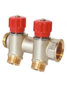 Collecteur de distribution laiton EASYLOCK avec vannes intégrées 2 Sorties 1" 4020-02-26R