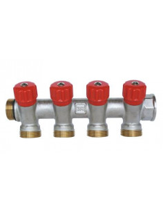 Collecteur de distribution laiton EASYLOCK avec vannes intégrées 4 Sorties 3 4" 4020-04-20R 2