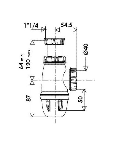 Siphon de lavabo sortie 40 440-40