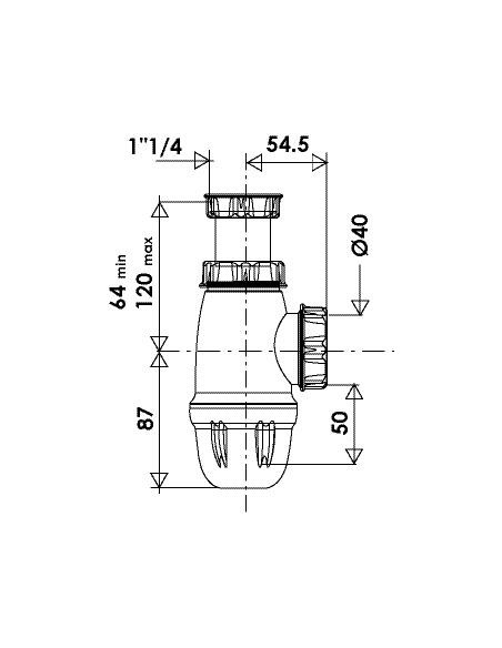 Siphon de lavabo sortie 40 440-40