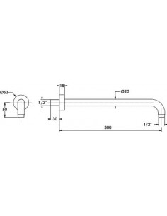 Bras de Douche Rond horizontal 300 mm Ch 45303 2