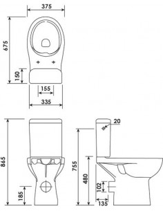Pack WC PMR ss bride 3 6L ss abattant 501513004 2