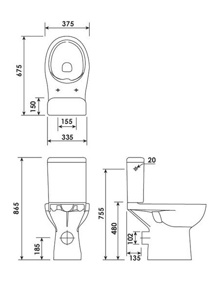 Pack WC PMR ss bride 3 6L ss abattant 501513004