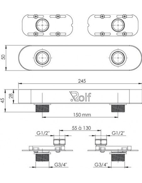 Adaptateur multi entraxe chromé ROLF 502511502