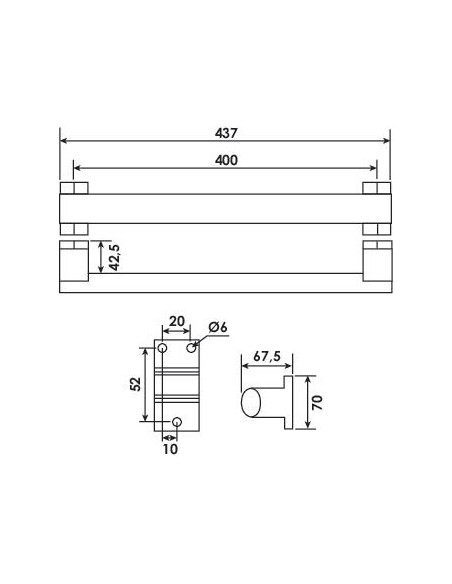 BARRE APPUI DROITE 400MM ANTHRACITE ARSI 504013030