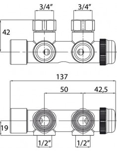 DISTRIBUTEUR MONOTUBE MURAL DESIGN DN15 7953-15 2