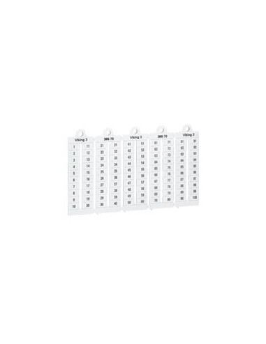 100 repères à lecture horizontale pour bloc de jonction viking 3 pas 6mm avec chiffres 1 à 10 LEGRAND 039515