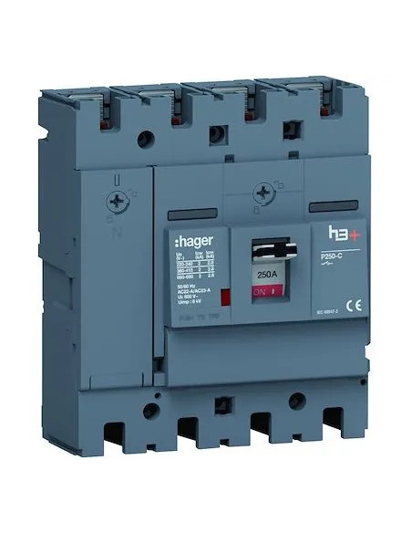 Disjoncteur Boitier Moulé h3+ P250 SW 4 Pôles LN 250A FTC HAGER HCT251AR