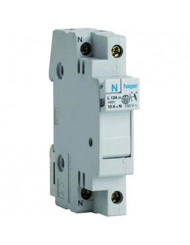 Coupe-circuit 1P+N 10A 250V domestique 1 Module HAGER L12401