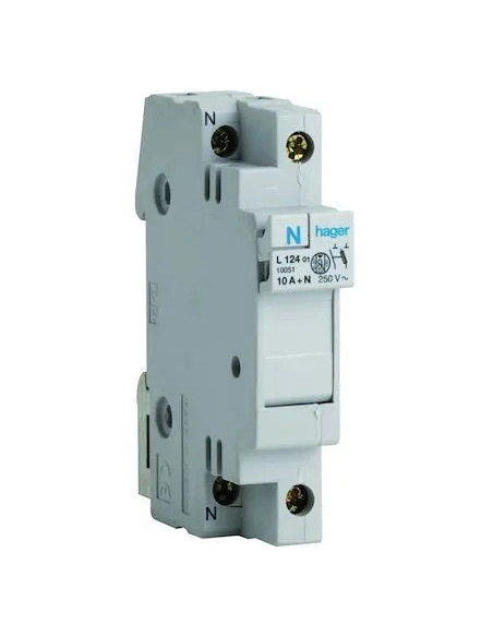 Coupe-circuit 1P+N 10A 250V domestique 1 Module HAGER L12401