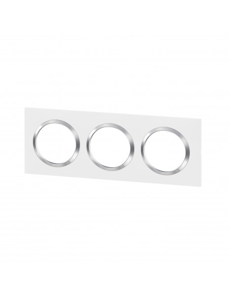 Plaque carrée dooxie 3 postes finition blanc avec bague effet chrome LEGRAND 600843