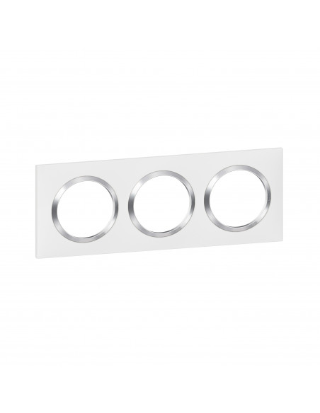 Plaque carrée dooxie 3 postes finition blanc avec bague effet chrome LEGRAND 600843