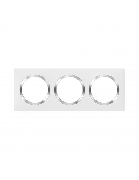 Plaque carrée dooxie 3 postes finition blanc avec bague effet chrome LEGRAND 600843