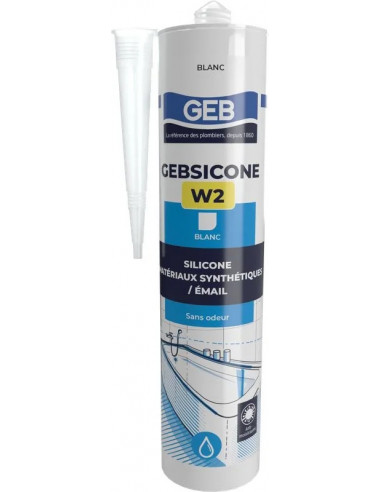 GEBSICONE W2 mastic 100% silicone d'étanchéité cartouche de 310ml blanc GEB 890501