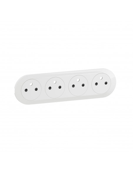 Enjoliveur prise précâblée 4x2P+T compacte Surface Céliane Blanc LEGRAND CB0114