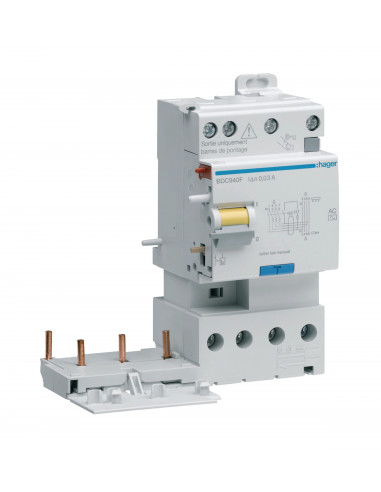 Bloc différentiel double sortie 3P+N 40A 30mA type AC HAGER BDC940F