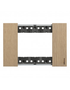 Plaque de finition Living Now Collection Les Sables matière bois 3 modules finition Chêne BTICINO BTKA4803LM