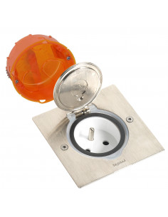 Kit prise de sol et plan de travail inox étanche IP44 avec clapet de protection et boite à encastrer LEGRAND 092110 2