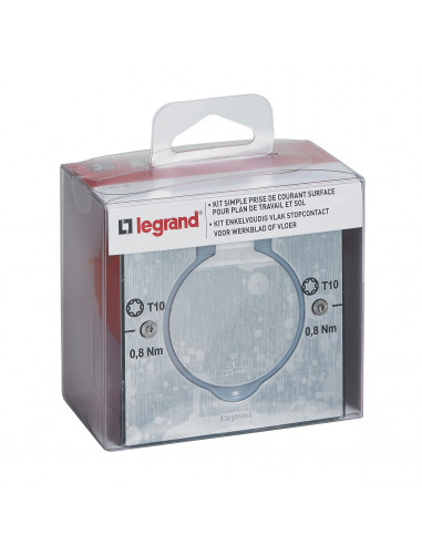 Kit prise de sol et plan de travail inox étanche IP44 avec clapet de protection et boite à encastrer LEGRAND 092110