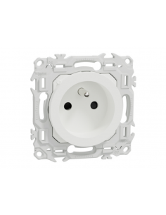 Prise 2P+T Odace rénovation à puits 4 bornes auto par pôle blanc craie SCHNEIDER S920049