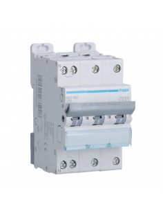 Disjoncteur 3P+N 6-10kA courbe D 32A 3 modules HAGER NGT832