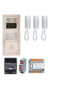 Pack audio bus 3 BP encastré avec module pour T25/VIGIK centrale 3 postes GT1D alim sans transfo gâche AIPHONE 200374