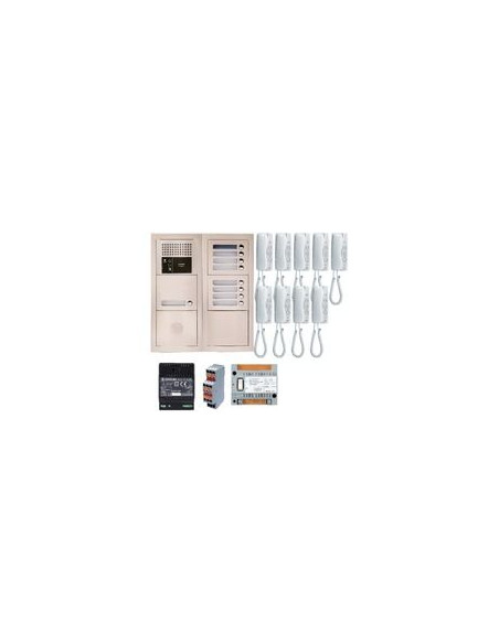 Pack audio bus 9 BP encastré avec module pour T25/VIGIK centrale 9 postes GT1D alim sans transfo gâche AIPHONE 200380