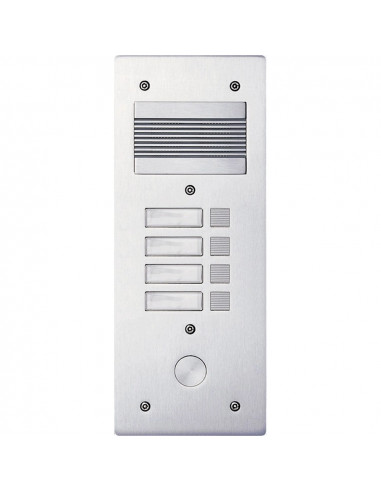Platine de rue Série 200 audio étroite façade Alu 4 mm 4 appels BTICINO 308204