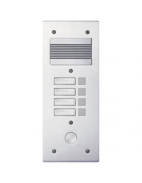 Platine de rue Série 200 audio étroite façade Alu 4 mm 4 appels BTICINO 308204
