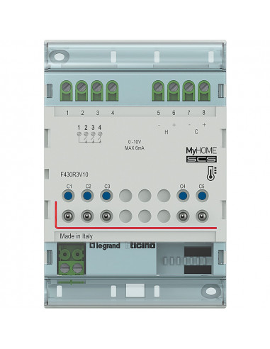 Actionneur 3 relais indépendants + 2 sorties 0 10 V MyHOME BUS 4 modules BTICINO F430R3V10