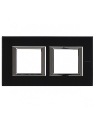 Plaque rectangulaire Axolute Verre 2+2 modules horizontal Noir nuit BTICINO HA4802M2HVNN