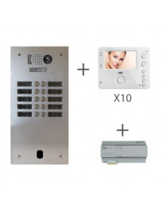 KIT VIDEO ALU 2R 12 BP 2 VOICE PROGRAMMÉ URMET KV83/212
