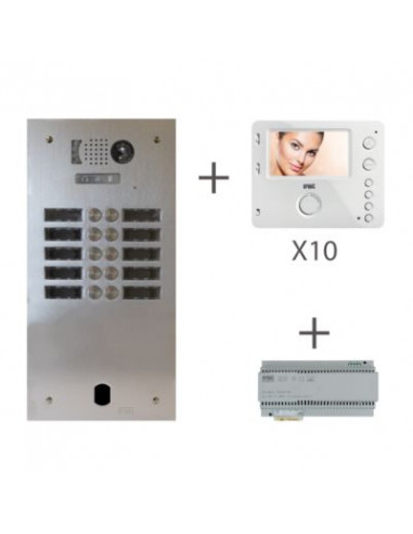 KIT VIDEO ALU 2R 12 BP 2 VOICE PROGRAMMÉ URMET KV83/212
