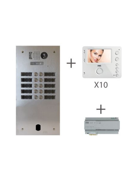 KIT VIDEO ALU 2R 12 BP 2 VOICE PROGRAMMÉ URMET KV83/212