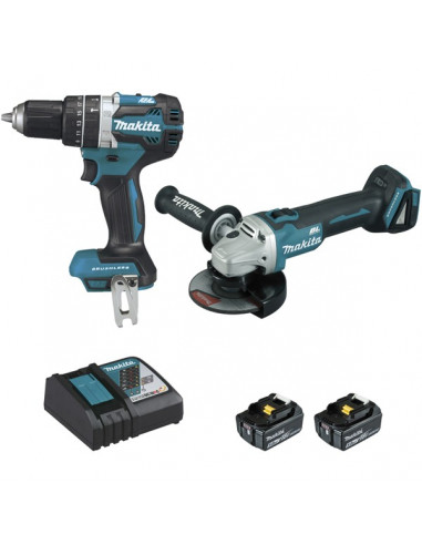Ensemble de 2 machines 18 V LiIon 5 Ah (DGA506 + DHP484) MAKITA DLX2210TJ1
