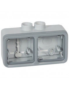 BOITIER PRESSE ETOUPE 2 POSTES HORIZONTAL PLEXO LEGRAND 069678