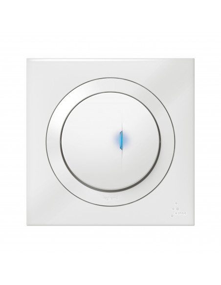 Poussoir simple avec voyant lumineux dooxie IP44 6A 250V livré avec plaque carrée blanche LEGRAND 600014