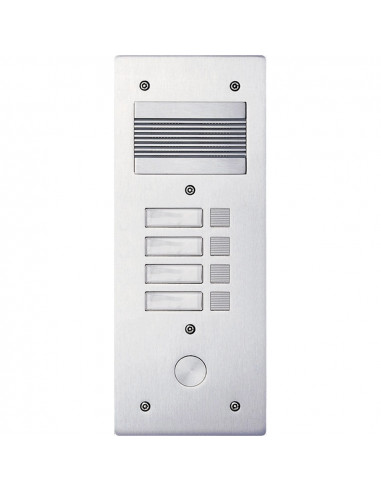 Platine de rue Série 200 audio étroite façade Alu 4 mm 4 appels BTICINO 308204