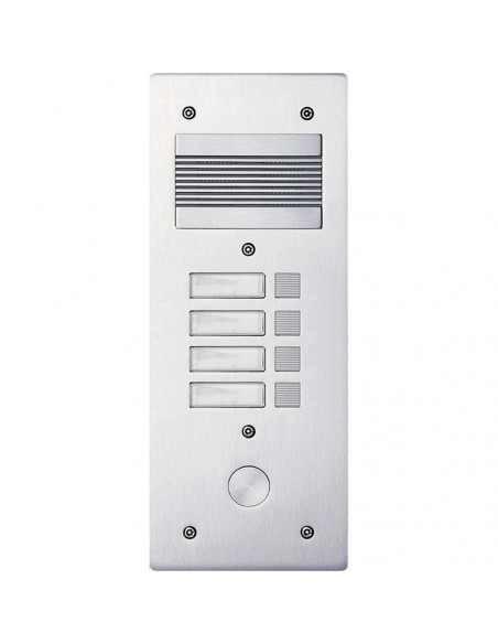 Platine de rue Série 200 audio étroite façade Alu 4 mm 4 appels BTICINO 308204