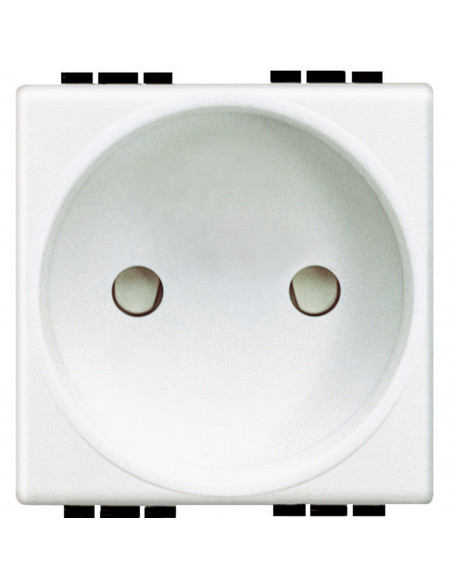 Prise 2P 16 A 250 V~ Livinglight Connexion à vis Blanc 2 modules BTICINO N4143