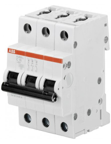 DISJONCTEUR S203L 3P 25A COURBE C RACCORDEMENT A VIS - 6KA (3MODULES) ABB 350340 2CDS243701R0254