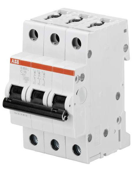 DISJONCTEUR S203L 3P 25A COURBE C RACCORDEMENT A VIS - 6KA (3MODULES) ABB 350340 2CDS243701R0254