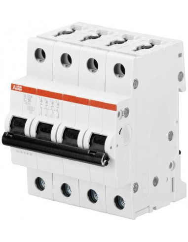 DISJONCTEUR S204 4P 16A COURBE C RACCORDEMENT A VIS - 10KA (4MODULES) ABB 352438 2CDS254001R0164