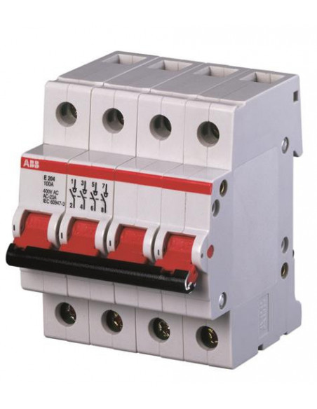 INTERRUPTEUR (E200) 4 POLES 80A LEVIER GRIS ABB 364120 2CDE284001R1080