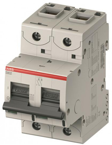 DISJONCTEUR S802C 2P 10A COURBE C RACCORDEMENT A VIS - 25KA (3MODULES) ABB 744236 2CCS882001R0104