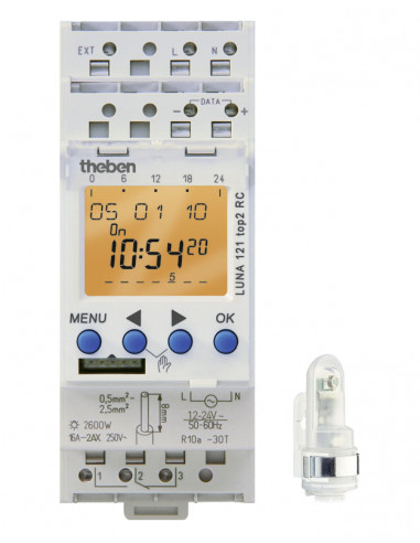 Interrupteur crépusculaire 12v-24v uc 1 à 100000 lux prog 7 j regl num cel sail THEBEN 1214100