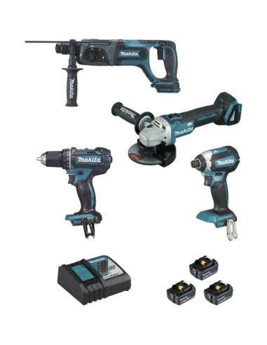 Ensemble de 4 machines 18 V Li-Ion 5 Ah (DGA504 + DDF482 + DHR241 + DTD153) MAKITA DLX4080TX1