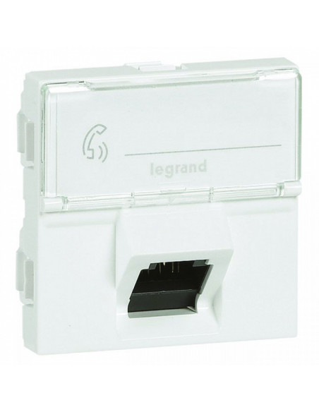 Prise RJ45 catégorie 6A STP inclinée à 45° avec blindage métal Mosaic 2 modules blanc LEGRAND 076508