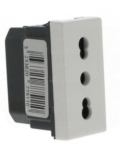 Prise de courant 2P+T 10A ou 16A standard italien Mosaic 1 module blanc LEGRAND 077511